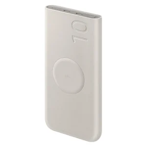 پاوربانک سامسونگ مدل Battery Pack EB-U2510، ظرفیت 10000 میلی‌آمپر ساعت، امکان شارژ بی‌سیم، شارژ شدن سریع پاوربانک، امکان شارژ کردن سریع‌تر موبایل، سازگار با انواع دستگاه‌ها، جنس بدنه ساخته شده از مواد بازیافتی، دارای 2 درگاه خروجی