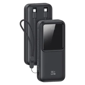 پاوربانک یوسمز مدل CD212-20W، ظرفیت 20000 میلی‌آمپر ساعت، تکنولوژی 0.Quick Charge 3، شارژ ایمن (MultiProtect)، مقاوم در برابر ضربه، فناوری USB PD، پشتیبانی از فناوری شارژ سریع کوالکام (QC)، جنس بدنه پلاستیک، دارای 4 درگاه خروجی