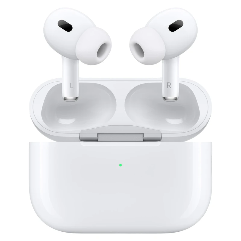 هدفون بلوتوثی اپل مدل AirPods Pro 2nd Generation با نویز کنسلینگ فعال (ANC)، نویز کنسلینگ میکروفون (ENC)، درگاه شارژ USB Type-C، با قابلیت شارژ بی‌سیم، دارای میکروفون دوگانه از نوع Beamforming، مقاومت در برابر رطوبت و عرق