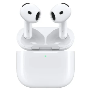 هدفون بلوتوثی اپل مدل AirPods 4 فاقد قابلیت نویز کنسلینگ، درگاه شارژ USB Type-C، شارژ بی سیم، با قابلیت اتصال به چند دستگاه، پشتیبانی از فرمان لمسی، نشانگر LED، پشتیبانی از دستیار صوتی، مقاوم در برابر آب