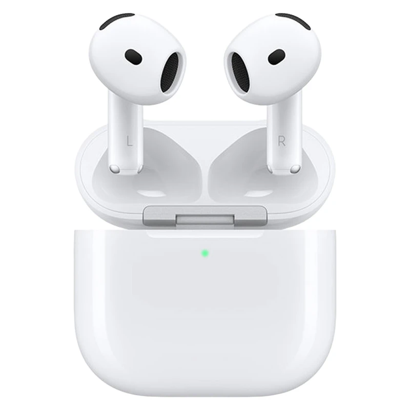 هدفون بلوتوثی اپل مدل AirPods 4 فاقد قابلیت نویز کنسلینگ، درگاه شارژ USB Type-C، شارژ بی سیم، با قابلیت اتصال به چند دستگاه، پشتیبانی از فرمان لمسی، نشانگر LED، پشتیبانی از دستیار صوتی، مقاوم در برابر آب